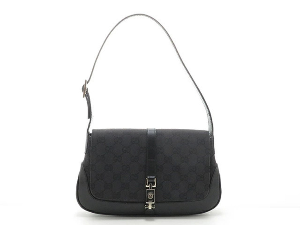 Gucci bag shoulder GG Jackie black canvas calfskin